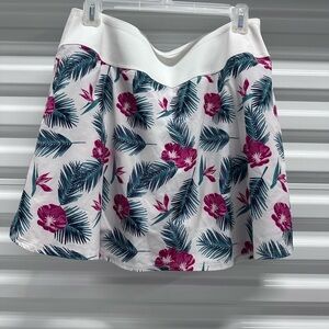 Puma Floral Print Golf Skort White Pink Green size Large Athletic Tennis
